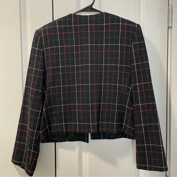 Private Concepts Jacket 5 Button Front Black Plaid Wool Blend Gently Worn Size12 - Picture 4 of 8